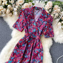 Load image into Gallery viewer, Floral Print Notched Neck Bandage Romper
