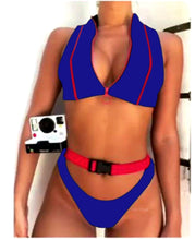 Load image into Gallery viewer, Buckle &amp; Zipper Thong Bikini Sets
