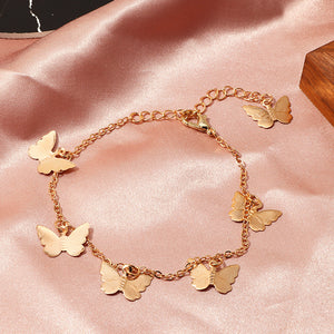 Gold & Silver Color Butterfly Handmade Anklets
