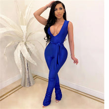 Load image into Gallery viewer, Deep V Neck Sleeveless High Waist Jumpsuit
