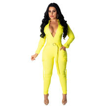 Load image into Gallery viewer, Deep V-Neck Long Sleeve Jumpsuits

