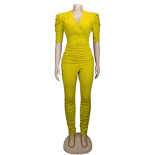 Load image into Gallery viewer, Solid Color Deep V-Neck Short Sleeve Jumpsuit
