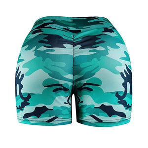 Camouflage Print High Waist Stretchy Bodycon Shorts