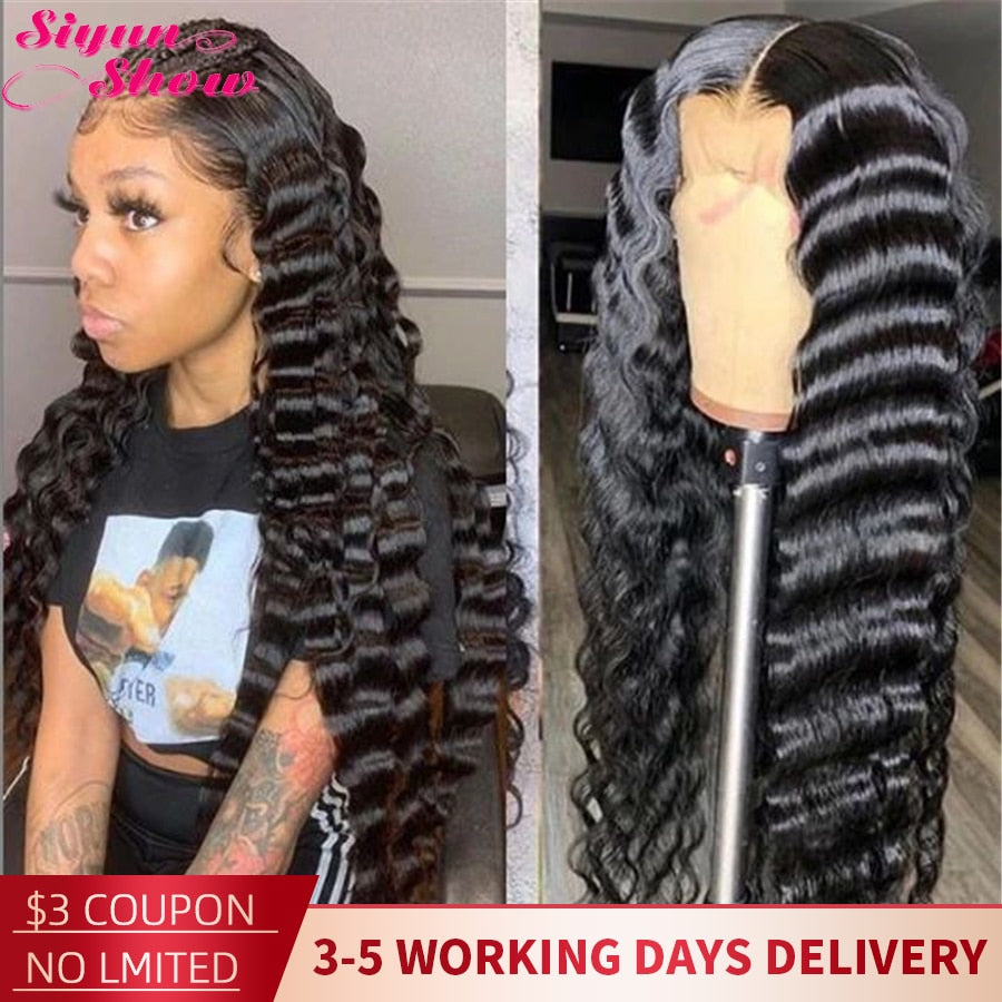 30 inch Brazilian Loose Deep Wave 360 Lace Frontal Preplucked Remy 13x6 Human Hair Wigs