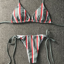 Load image into Gallery viewer, Striped Padded Push-Up Bra Bikini Set
