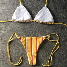 Load image into Gallery viewer, Striped Padded Push-Up Bra Bikini Set
