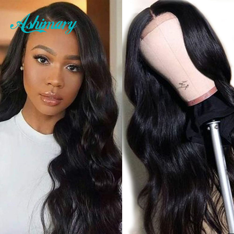 Brazilian Body Wave Wigs 4x4 Lace Closure Pre Plucked with Baby Hair 180 Density