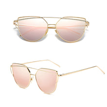 Load image into Gallery viewer, Cat Eye Vintage Rose Gold Mirror Reflective Flat Lens Sunglasses **UV400 Protection (Multi-Color Style)
