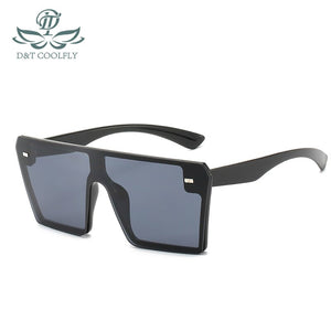 One Piece Over Sized Flat Top Clear Lens Square Sunglasses **UV400 Protection