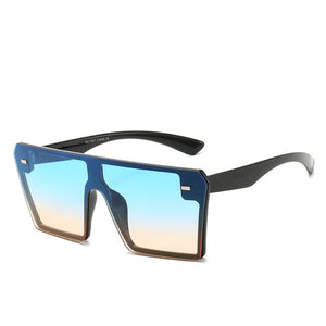One Piece Over Sized Flat Top Clear Lens Square Sunglasses **UV400 Protection