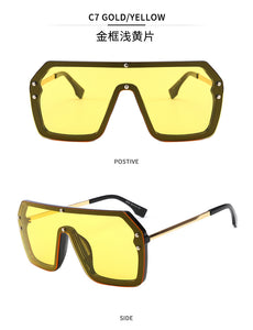 F Letter Vintage Over Sized Sunglasses UV 400