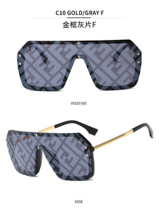 F Letter Vintage Over Sized Sunglasses UV 400