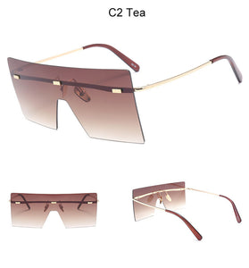 Square Big Frame Rimless Retro Vintage Luxury Sunglasses