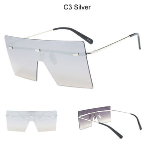 Square Big Frame Rimless Retro Vintage Luxury Sunglasses