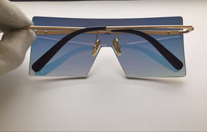 Square Big Frame Rimless Retro Vintage Luxury Sunglasses