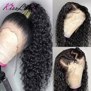 Deep Wave Pre-Plucked Curly Brazilian Human Hair Lace Frontal Wigs