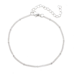Vintage Silver Bead Chain Anklet