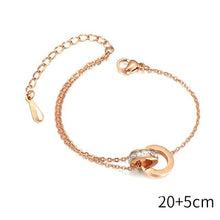 Load image into Gallery viewer, 18K GP Rose Gold Double Circle Chain Roman Numerals Letter Anklet
