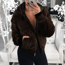 Load image into Gallery viewer, Faux Rabbit Fur Coat With Hood
