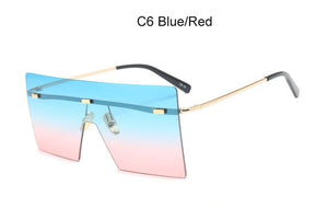 Square Big Frame Rimless Retro Vintage Luxury Sunglasses