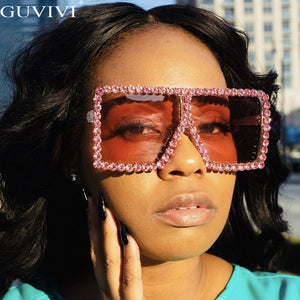 Over Sized One-Piece Square Diamond Sunglasses **UV400 Protection