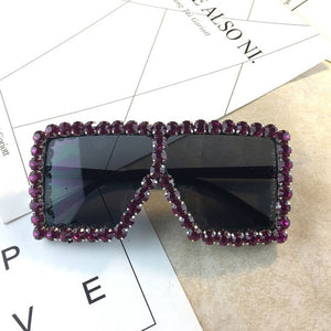 Over Sized One-Piece Square Diamond Sunglasses **UV400 Protection