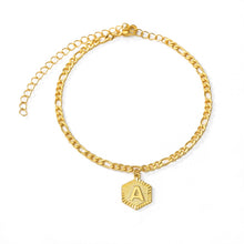 Load image into Gallery viewer, Dainty A-Z letter Anklet Hexagon Shaped Initial Anklets
