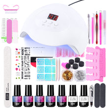 Load image into Gallery viewer, Nail Set for Manicure Kit with 30W UV LED Lamp Acrylic Nails Kit Soak Off Gel Nail Polish DIY Decoration Sliders Tools GL1574
