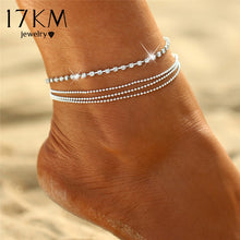 Load image into Gallery viewer, Multilayer Crystal Pearl Anklets Set Colorful Stone Shell Chain Anklets
