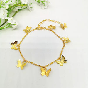 Gold & Silver Color Butterfly Handmade Anklets