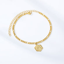 Load image into Gallery viewer, Dainty A-Z letter Anklet Hexagon Shaped Initial Anklets
