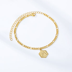 Dainty A-Z letter Anklet Hexagon Shaped Initial Anklets