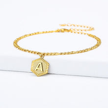 Load image into Gallery viewer, Dainty A-Z letter Anklet Hexagon Shaped Initial Anklets
