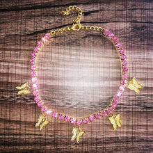 Load image into Gallery viewer, Gold Butterfly Crystal Tennis Anklet
