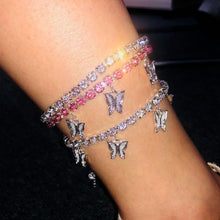 Load image into Gallery viewer, Gold Butterfly Crystal Tennis Anklet
