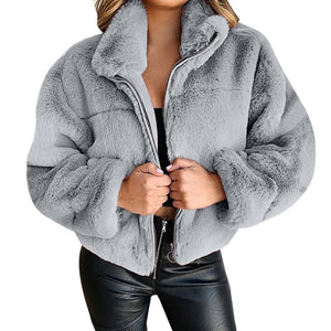 Faux Rabbit Fur Coat With Hood