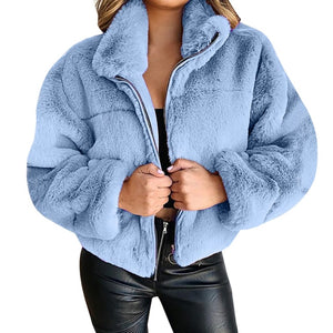 Faux Rabbit Fur Coat With Hood