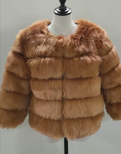 Faux Fox Short 3/4 Sleeve Plush Thick Fur Coat