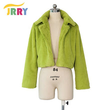 Load image into Gallery viewer, JRRY Casual Women Faux Fur Coats Long Sleeve Furry Cropped Jacket Open Stitch Fluffy Overcoat Plus Size XXL Outdoor Wear
