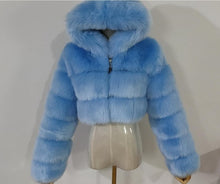Load image into Gallery viewer, Hooded Faux Fur Furry Cropped Teddy Coats Plus size 8XL
