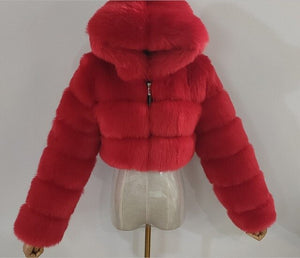 Hooded Faux Fur Furry Cropped Teddy Coats Plus size 8XL