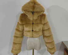 Load image into Gallery viewer, Hooded Faux Fur Furry Cropped Teddy Coats Plus size 8XL

