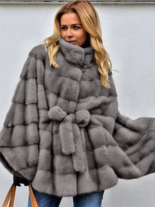 Faux Fur Batwings Fluffy Overcoat