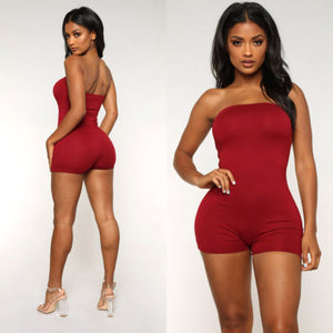 Solid Sleeveless Bandeau Rompers